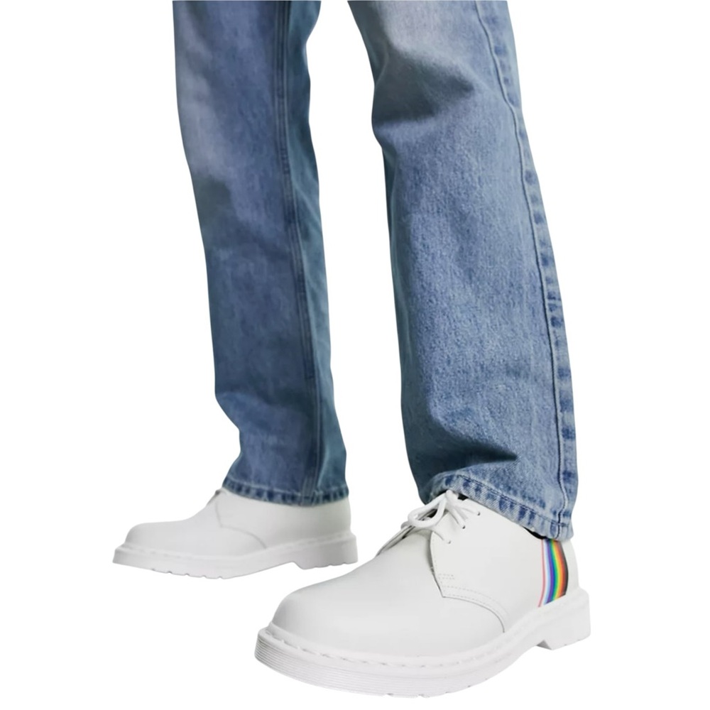 Dr. Martens 1461 Pride White Derby Oxford with Rainbow Accent NWOT